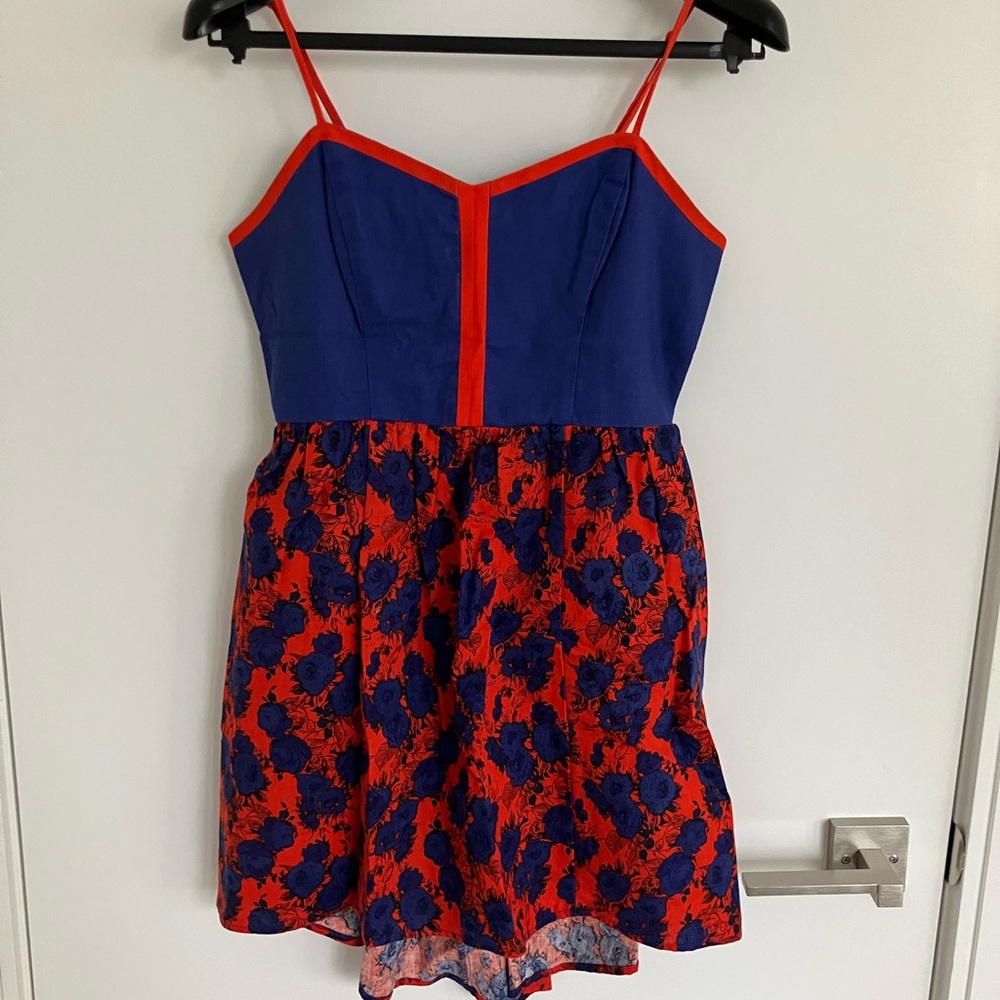 Blue and Red Floral Kids Dress